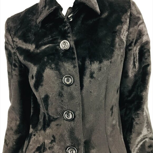 LOUBEN FAUX FUR BLAZER JACKET BLACK SZ 10 - Picture 4 of 8